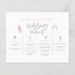 Flyer orçamento Bebidas d'água itinerário do casamento<br><div class="desc">orçamento de bebidas aquáticas itinerário de fim de semana de casamento. Champanhe de aquarela bebe ilustrações modernas e divertidas. Parte de uma coleção correspondente.</div>