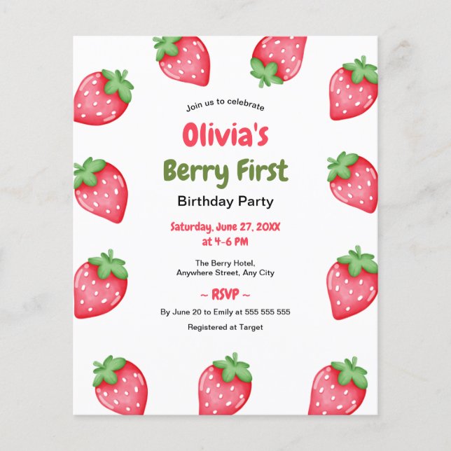Flyer Orçamento Berry Primeiro Convite para primeiro ani (Frente)