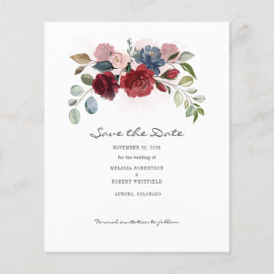 Flyer Orçamento Bloom Burgundy Floral Rustic Salvar Dat