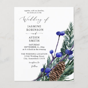 Flyer Orçamento Blue Berries & Pine Greenery Casamento
