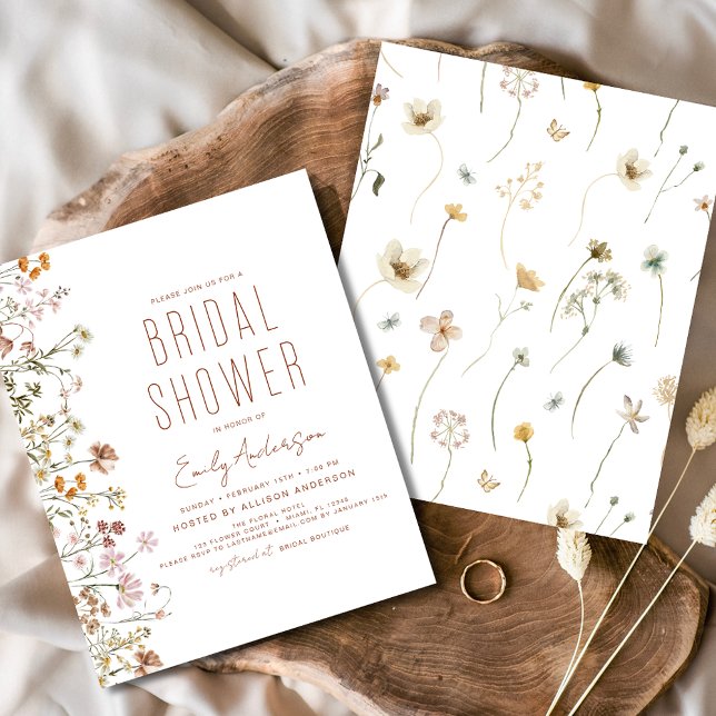 Flyer Orçamento Boho Chá de panela de flor selvagem (Criador carregado)
