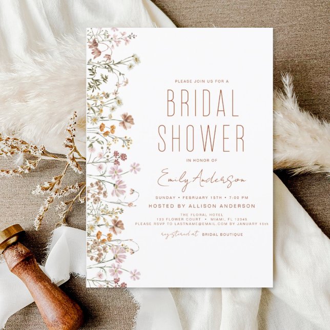 Flyer Orçamento Boho Chá de panela de flor selvagem (Criador carregado)