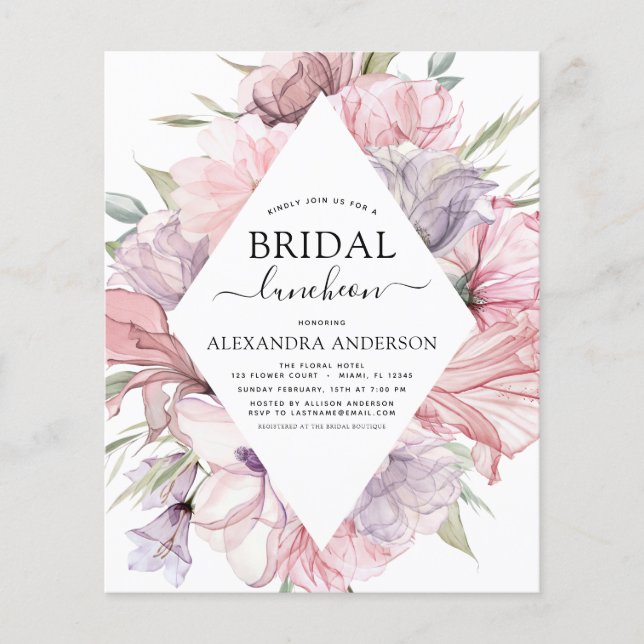 Flyer Orçamento Boho Dusty Chá de panela Roxo (Frente)