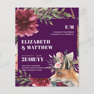 Flyer Orçamento Boho FOX Borgonha Floral Tudo-em-1 Casam