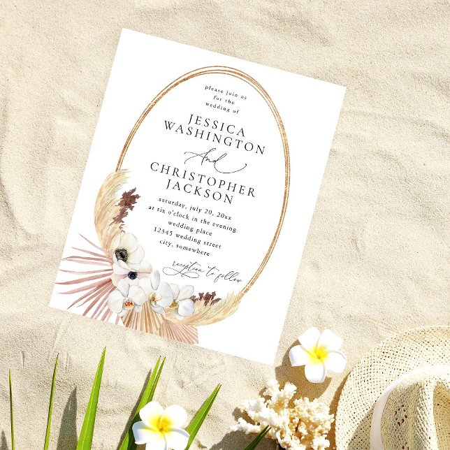 Flyer Orçamento Boho Praia Casamento Floral Branco  (Criador carregado)