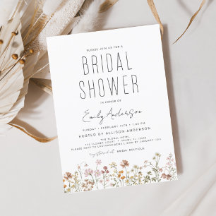 Flyer Orçamento Boho Wildflower Chá de panela Elegante