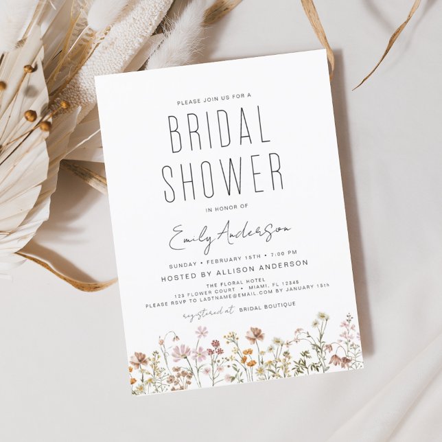 Flyer Orçamento Boho Wildflower Chá de panela Elegante (Criador carregado)