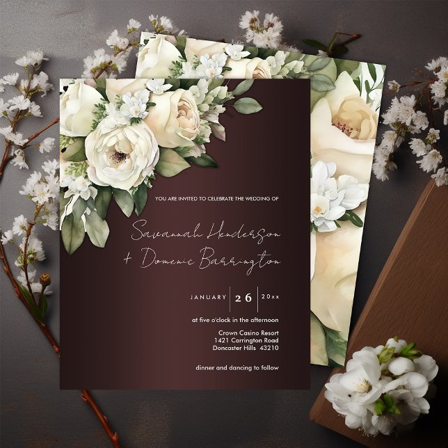 Flyer Orçamento Borgonha e Rose Bouquet Boho Casamento (Criador carregado)