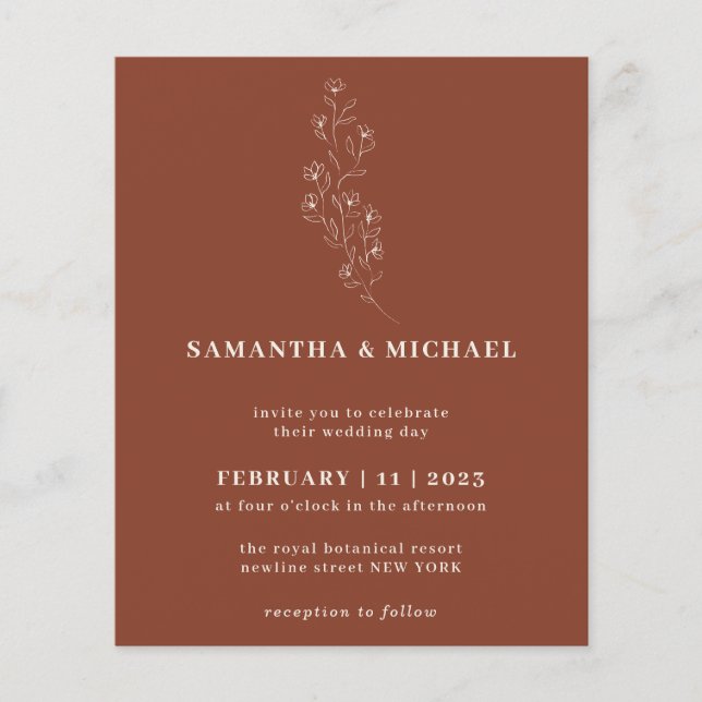 Flyer Orçamento Botânico Russo Boho Terracotta Indie (Frente)