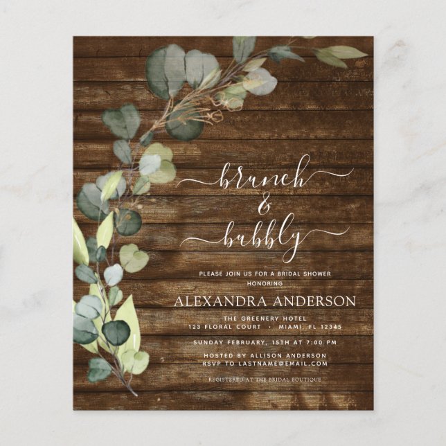 Flyer Orçamento Brunch e Chá de panela Eucalyptus (Frente)