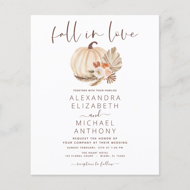 Flyer Orçamento Cai no Amor Casamento Pampas Grass Pumpk (Frente)