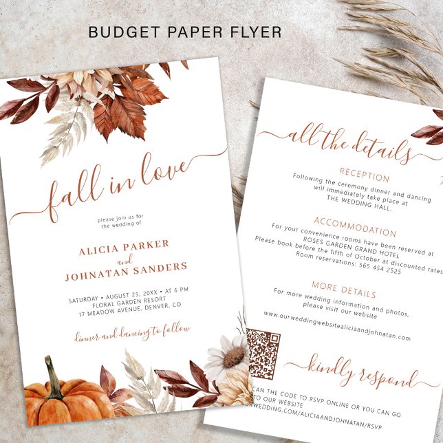 Flyer Orçamento cair de amores em um convite de casament (Criador carregado)