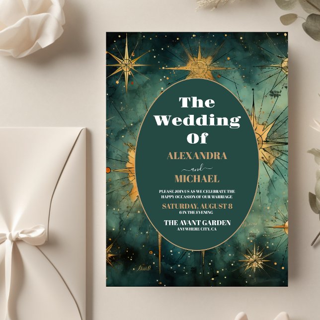 Flyer Orçamento Casamento Celestial com Aquarela Vintage (Criador carregado)