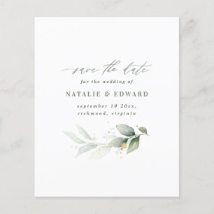 Flyer orçamento Casamento de folhagem Watercolor salvar 