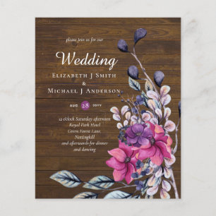 Flyer ORÇAMENTO Casamento Floral Rústico de Fúcsia na Fl