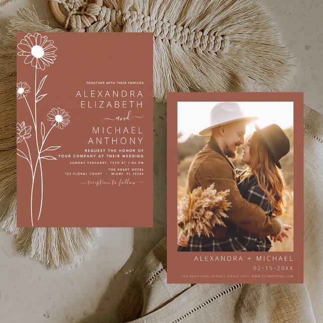 Flyer Orçamento Casamento Foto Laranja Queimada Terracot (Criador carregado)