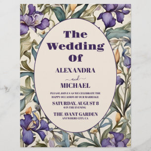 Flyer Orçamento Casamento Íris Roxa Art Nouveau