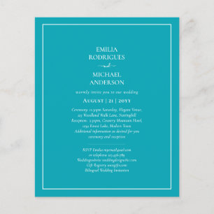 Flyer ORÇAMENTO Casamento Monocromático Azul Pavão Azul