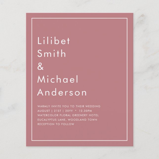 Flyer ORÇAMENTO Casamento MONOCROMÁTICO Rosa Empoeirado (Frente)