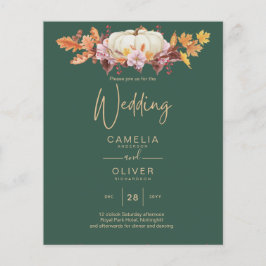 Flyer ORÇAMENTO Casamento Outono Abóbora Verde Dourado T