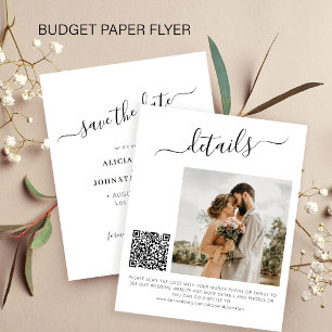 Flyer Orçamento código QR foto elegante casamento salvar