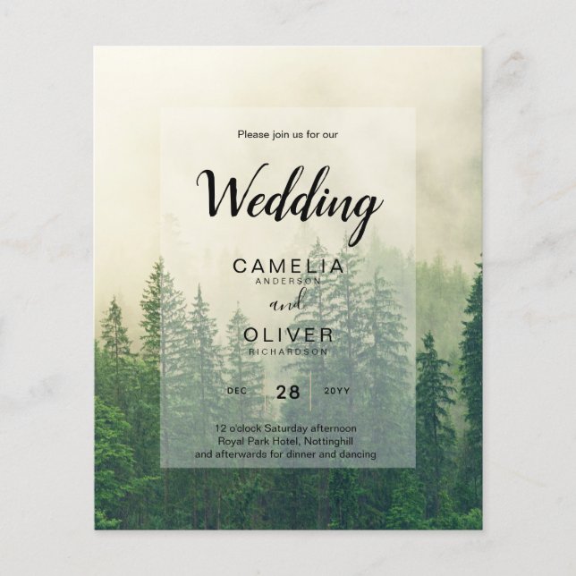 Flyer ORÇAMENTO Convite de Casamento Árvores de Pinheiro (Frente)