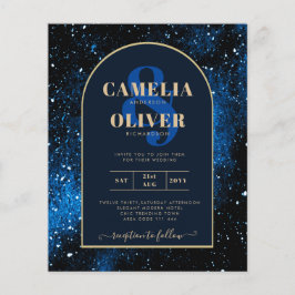 Flyer ORÇAMENTO Convite de Casamento Azul Naval Dourado