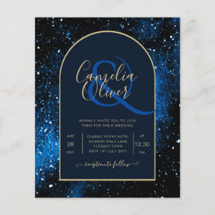 Flyer ORÇAMENTO Convite de Casamento Azul Noite Estrelad