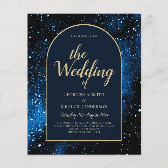 Flyer ORÇAMENTO Convite de Casamento Azul Noite Estrelad (Frente)