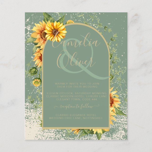Flyer ORÇAMENTO Convite de casamento de girassol CÓDIGO  (Frente)