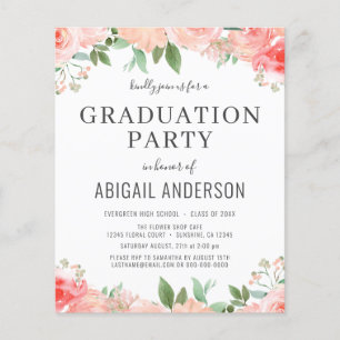 Flyer Orçamento Convite de Formatura Floral Coral 2023