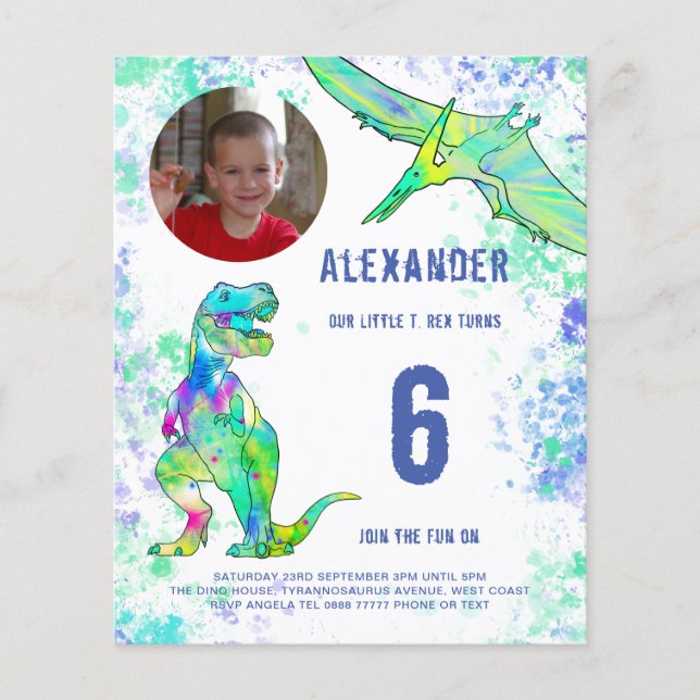 Flyer Orçamento da Festa de Aniversário de Dinossauro (Frente)