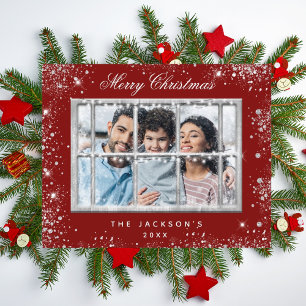 Flyer Orçamento da janela de fotos em prata de Natal