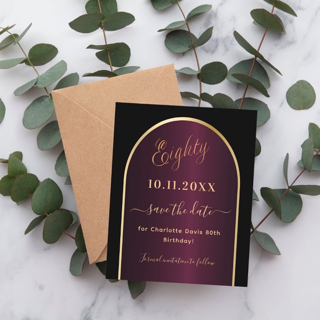 Flyer Orçamento de 80 de aniversário de burgundy negra s (Criador carregado)