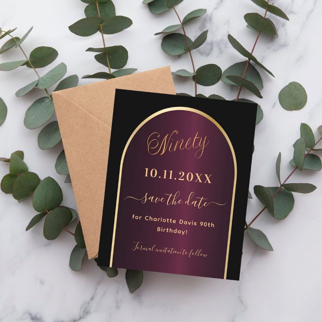 Flyer Orçamento de 90 de aniversário de burgundy negra s (Criador carregado)