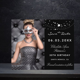 Flyer Orçamento de aniversário de foto de prata preta Sa
