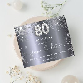 Flyer orçamento de brilho de prata de 80 aniversário sal
