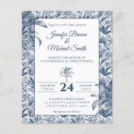 Flyer Orçamento de casamento de palmeiras tropicais azui