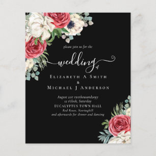 Flyer Orçamento de Casamento Floral Azul Branco Elegante