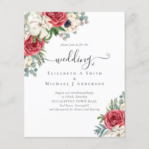 Flyer Orçamento de Casamento Floral Azul Branco Elegante