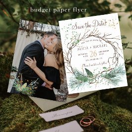 Flyer Orçamento de casamento rústico de inverno FOTO sal