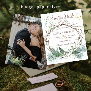 Flyer Orçamento de casamento rústico de inverno FOTO sal