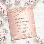 Flyer Orçamento de convite para rosa de ouro para brilho<br><div class="desc">Por favor, note que este convite está no papel de folheto e é muito fino. Os envelopes não estão incluídos. Para convites mais espessos (mesmo design) visite nossa loja. Para uma elegante festa de aniversário 50th (ou qualquer idade). Um fundo de aparência metálica falsa rosa dourado. Decorado com rosa dourado...</div>