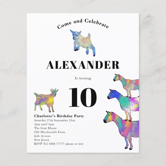 Flyer Orçamento de Festa de aniversário de Goat Themed (Frente)