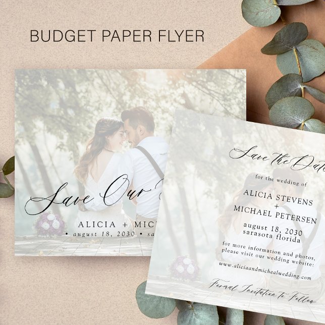 Flyer Orçamento de foto elegante roteiro casamento salva (Criador carregado)