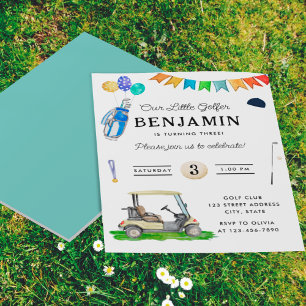 Flyer Orçamento do nosso pequeno golfista azul convite d