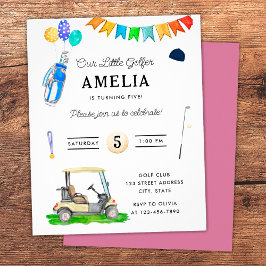Flyer Orçamento do nosso pequeno golfista rosa convite d