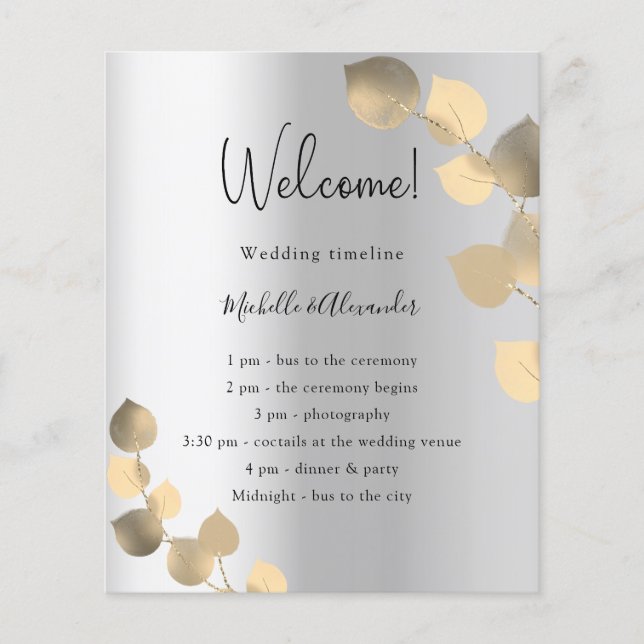 Flyer Orçamento do programa de casamento dourado de euca (Frente)