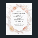 Flyer Orçamento Doce 16 Boho Dusty Floral Rosa Aniversár<br><div class="desc">Budget Boho Dusty Pink Floral Botânico Bohemian Tropical Watercolor Frame Primavera,  Verão,  outono,  outono 16 Convites de Celebração de Festas de aniversário - inclui uma bela e elegante tipografia de guião com flores botânicas do deserto modernas para a 16.ª Festa de aniversário especial.</div>