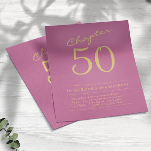 Flyer Orçamento Dourado cor-de-rosa 50º Convite de Anive
